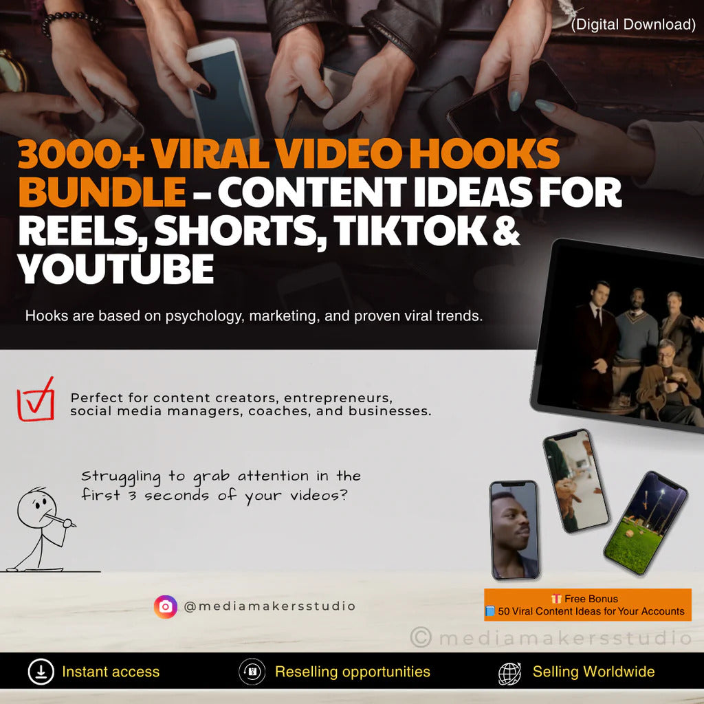 3000+ Viral Video Hooks Bundle | Scroll-Stopping Hooks for Reels, TikTok & YouTube Shorts