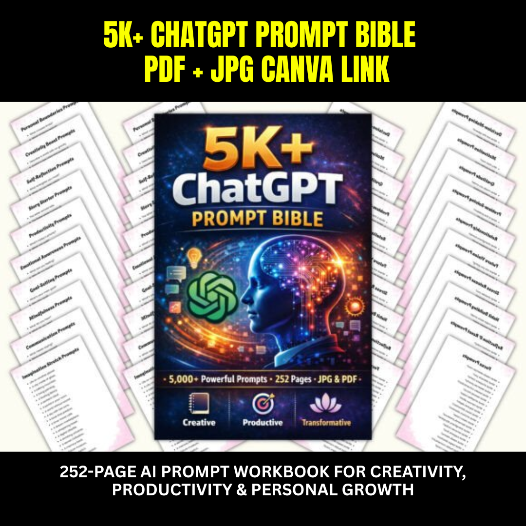 5,000+ ChatGPT Prompt Bible | 252-Page AI Prompt Workbook for Creativity & Productivity