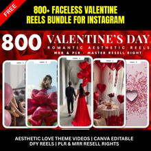 800+ Faceless Valentine Reels Bundle | Canva Templates with PLR & MRR Resell Rights