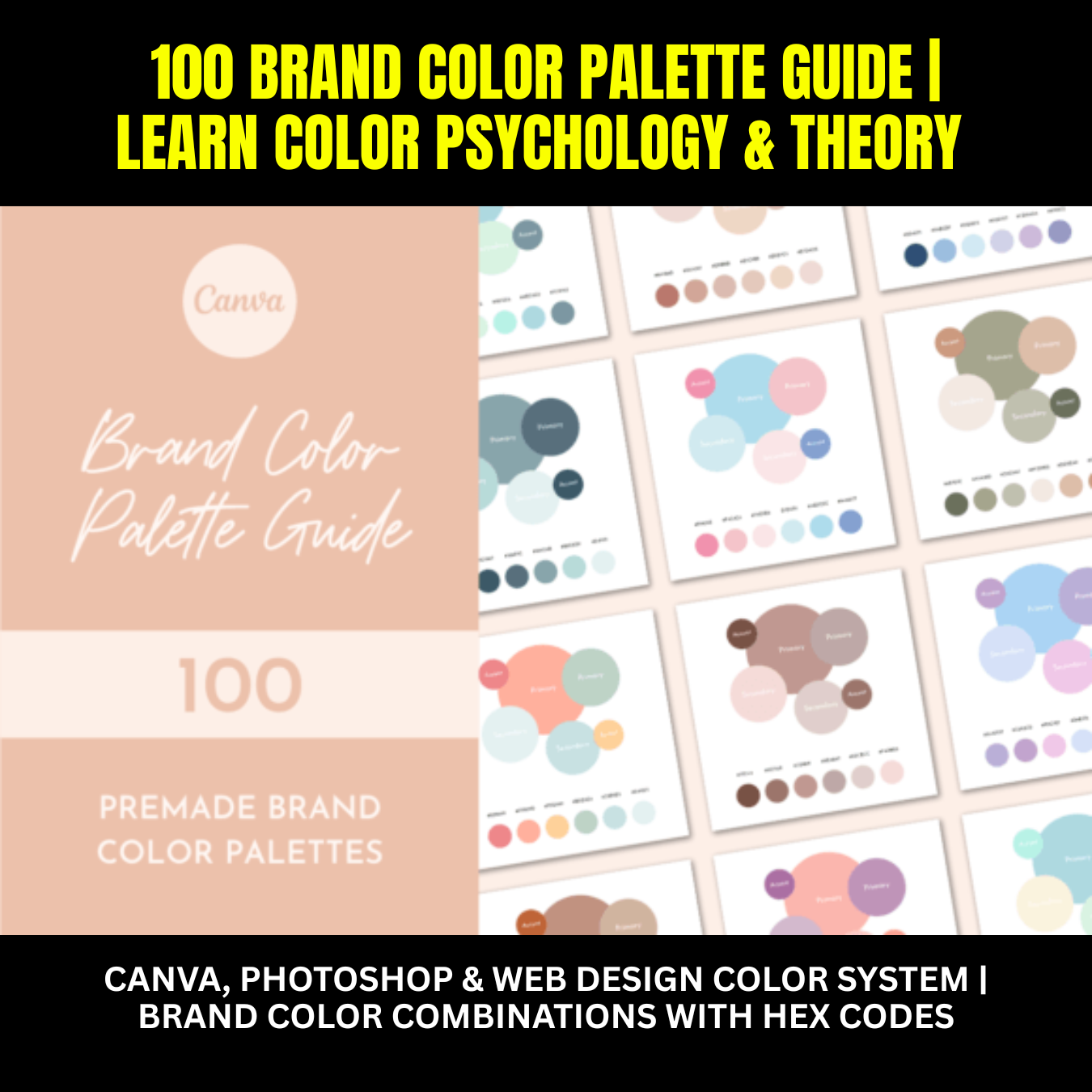 100 Color Palette Guide | Brand Color Theory, Hex Codes & Canva Template Included