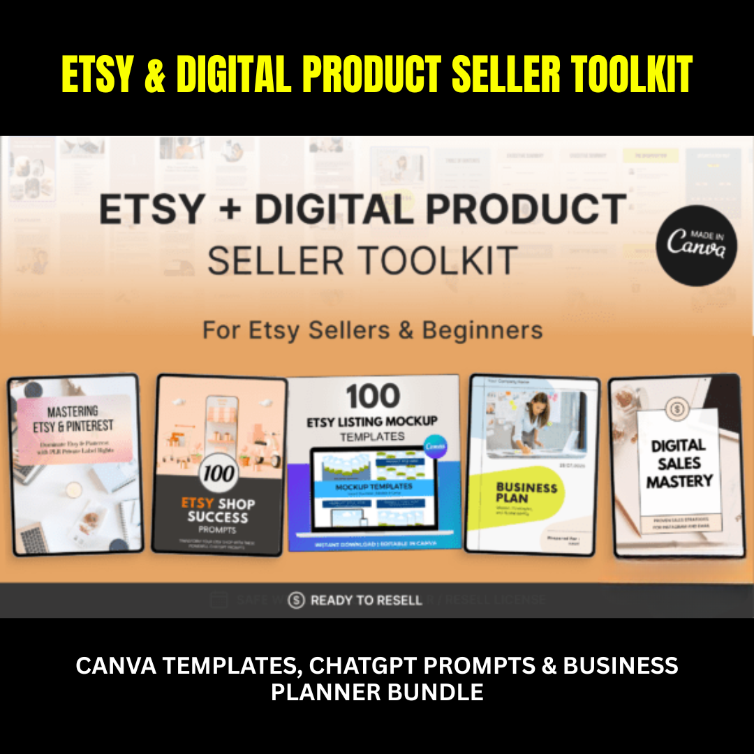 Etsy Seller Toolkit | ChatGPT Prompts, Canva Mockups & Digital Business Plan Bundle