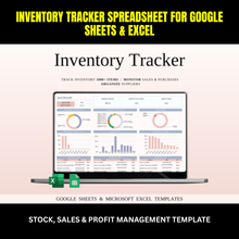 Inventory Tracker Spreadsheet | Stock, Sales & Profit Template for Google Sheets & Excel