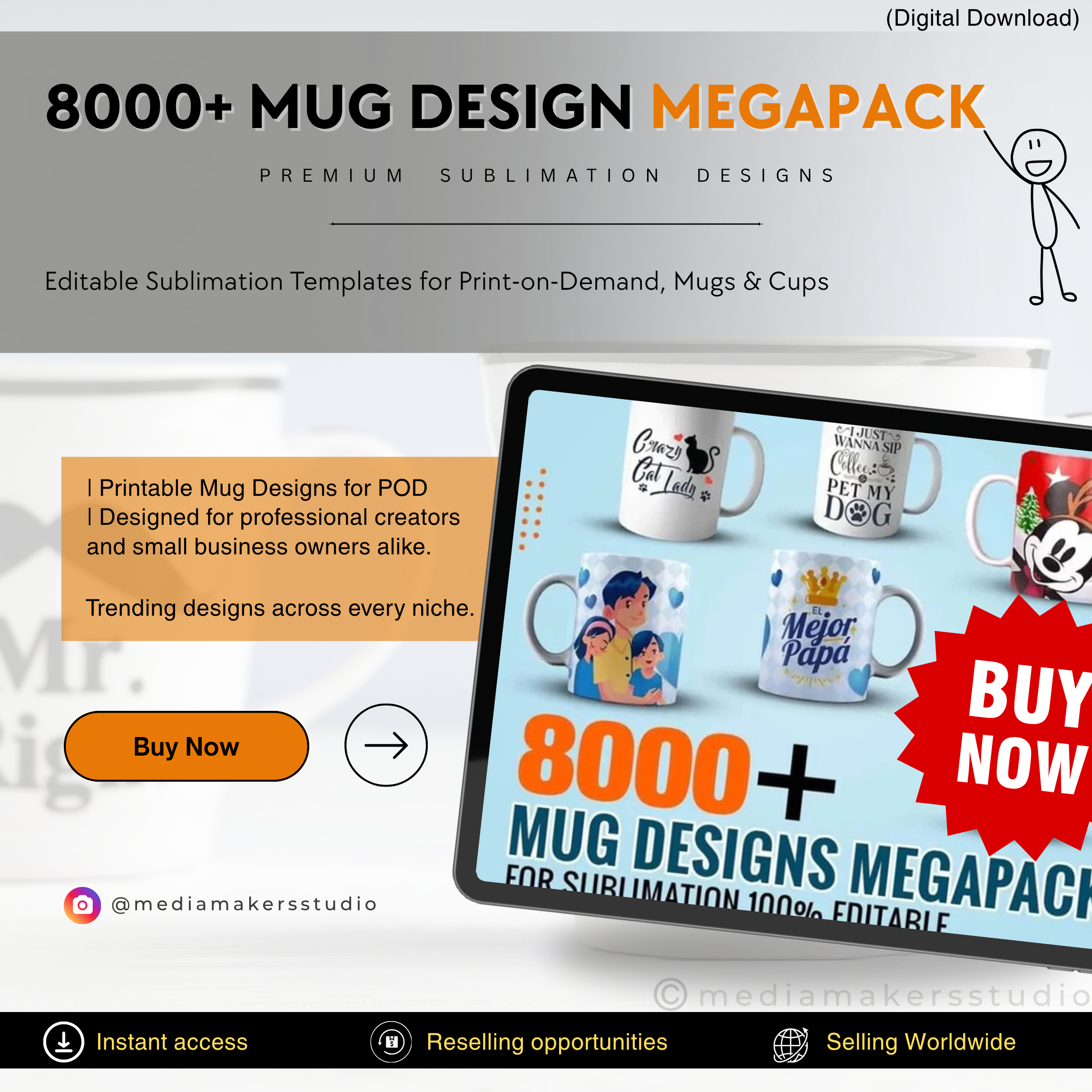 8000+ Mug Designs Mega Bundle | Sublimation Ready Templates with Mockups Included
