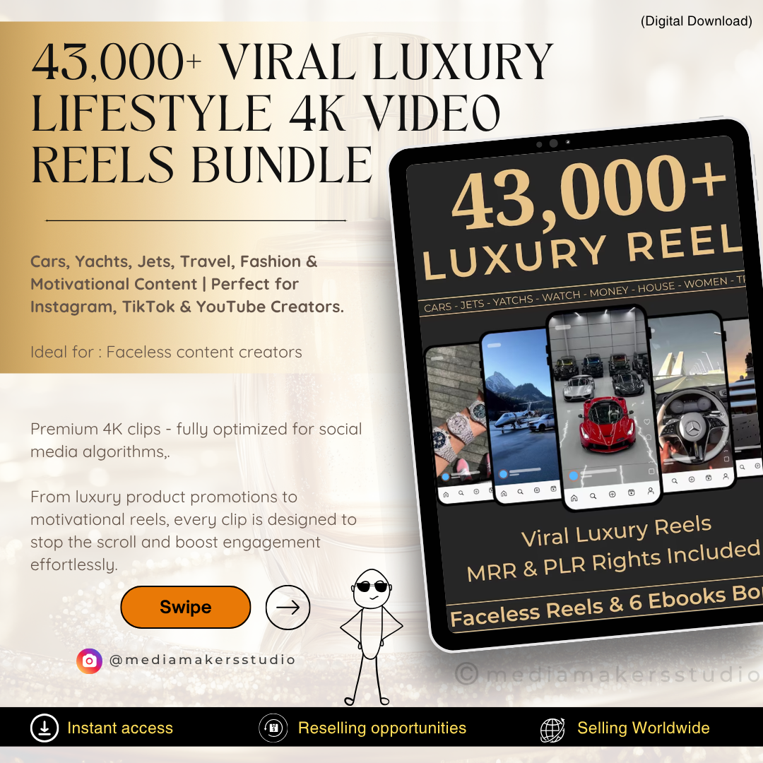 43,000+ Luxury 4K Video Reels Bundle | Faceless Content for Instagram, TikTok & YouTube Shorts
