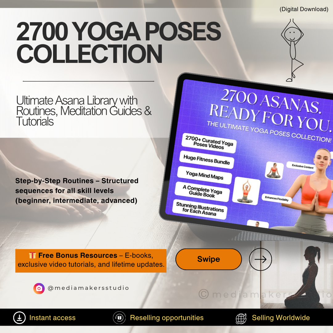2700+ Yoga Poses & Sequences Bundle | Meditation, Breathwork & MRR Digital Download