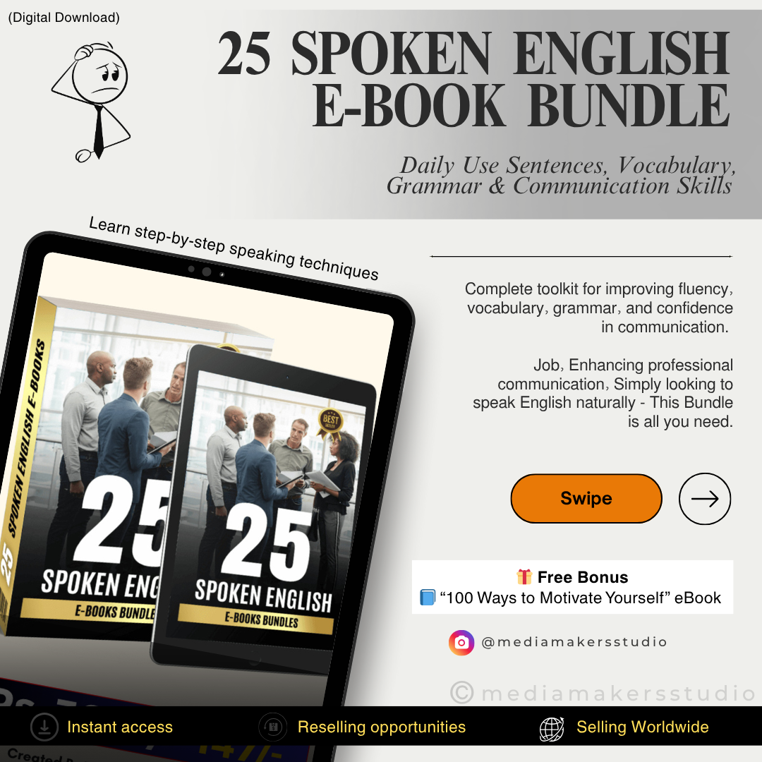25 Spoken English Ebook Bundle | Fluency, Grammar, Vocabulary & Communication Skills