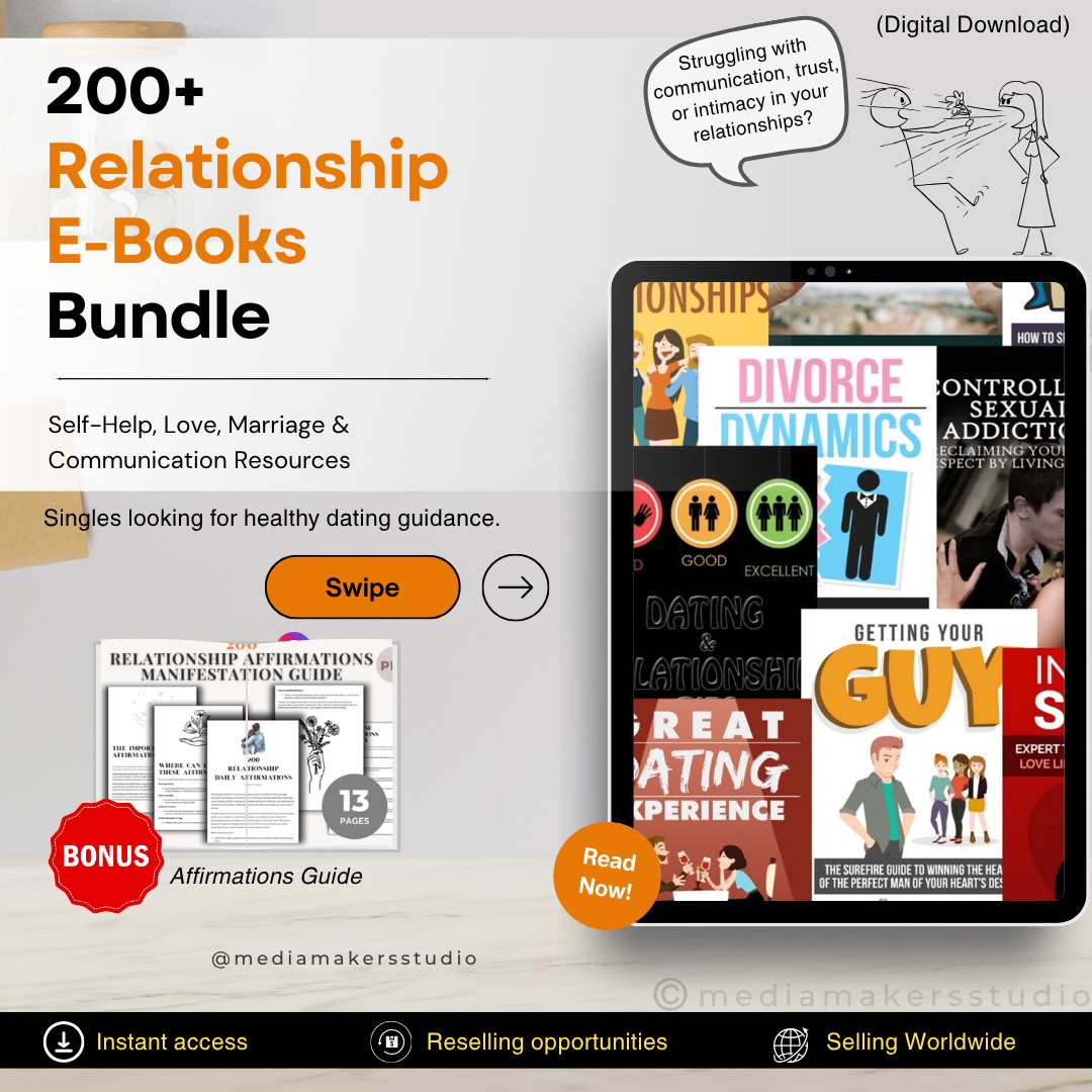 200+ Relationship Ebooks Bundle | Love, Marriage, Self-Love & Communication Guides