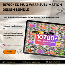 10,700+ 3D Mug Wrap Bundle | Sublimation PNG Templates for 11oz & 15oz POD Mugs