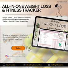 All-in-One Weight Loss & Fitness Tracker | Google Sheets Calorie & Workout Planner