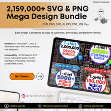2.1 Million+ SVG & PNG Design Bundle | 153GB POD & Cricut Files with MRR & PLR Rights
