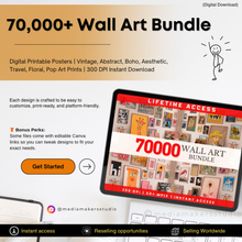 70,000+ Digital Wall Art Bundle | Printable Posters, Boho, Vintage & Floral Prints
