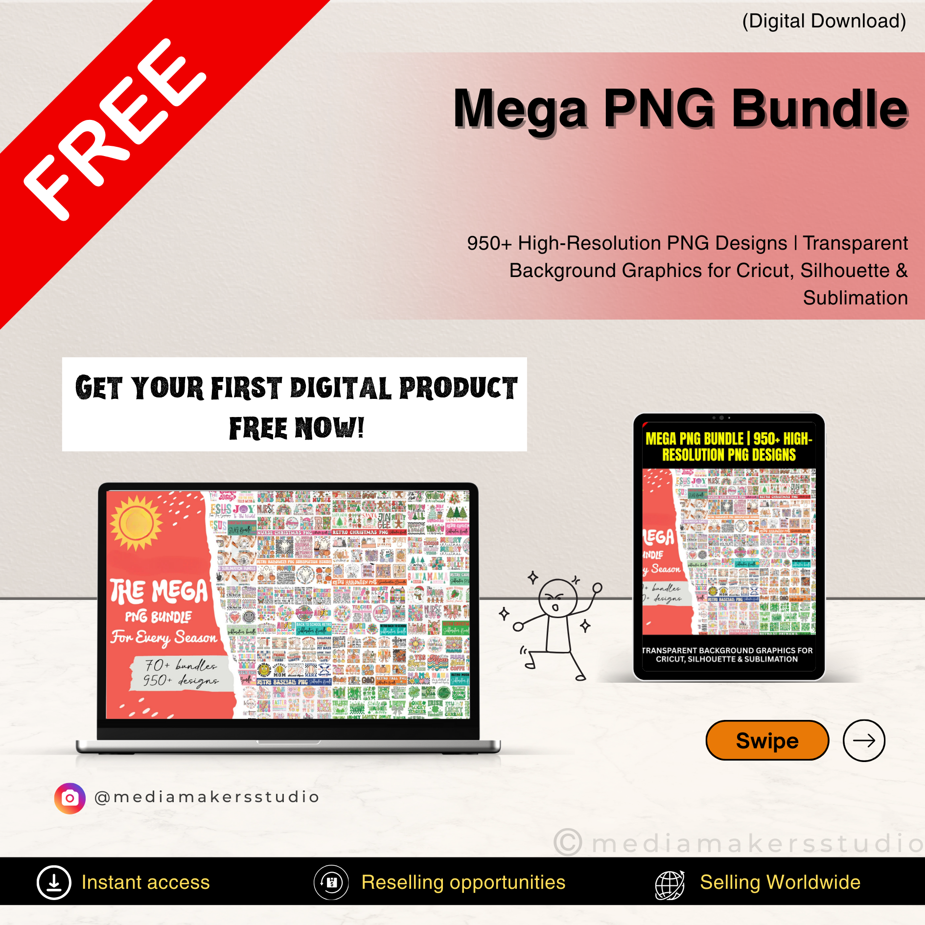 950+ Mega PNG Bundle | 70+ Mini Bundles, 300 DPI Transparent Files for Cricut & POD