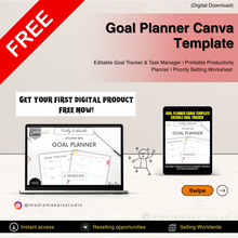 Goal Planner Canva Template | Editable Printable Planner with Lined Sheets PDF