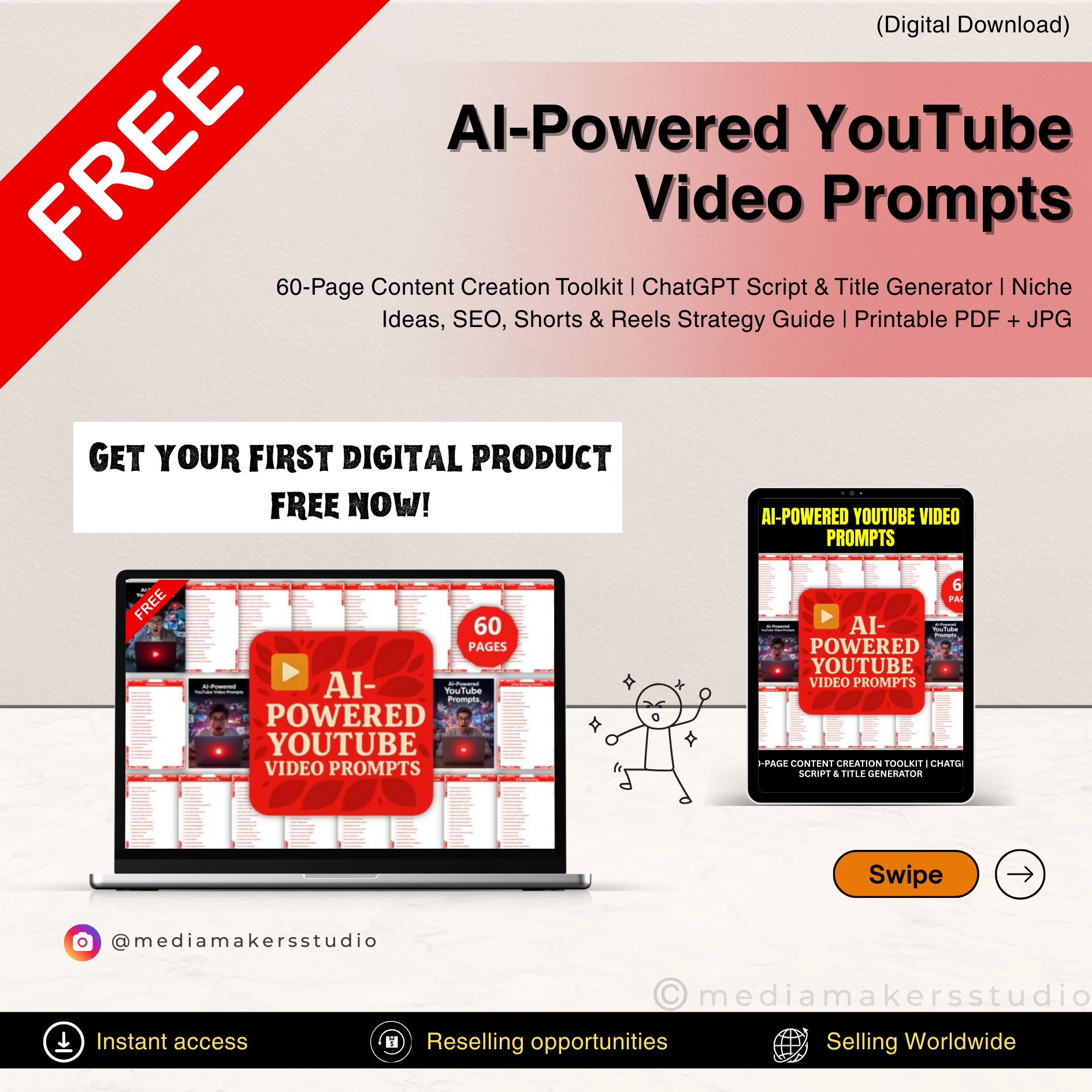 60-Page AI YouTube Prompts Toolkit | ChatGPT Scripts, Titles & Ideas for Creators