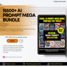 15,500+ Mega AI Prompt Bundle | ChatGPT Prompts for Marketing, Art, KDP & Business