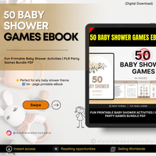 50 Baby Shower Games Ebook | 54-Page Printable Party Games Bundle with PLR Rights
