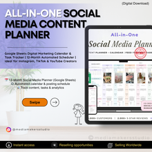 12-Month Social Media Planner Google Sheets | Content Calendar, Analytics & Scheduler