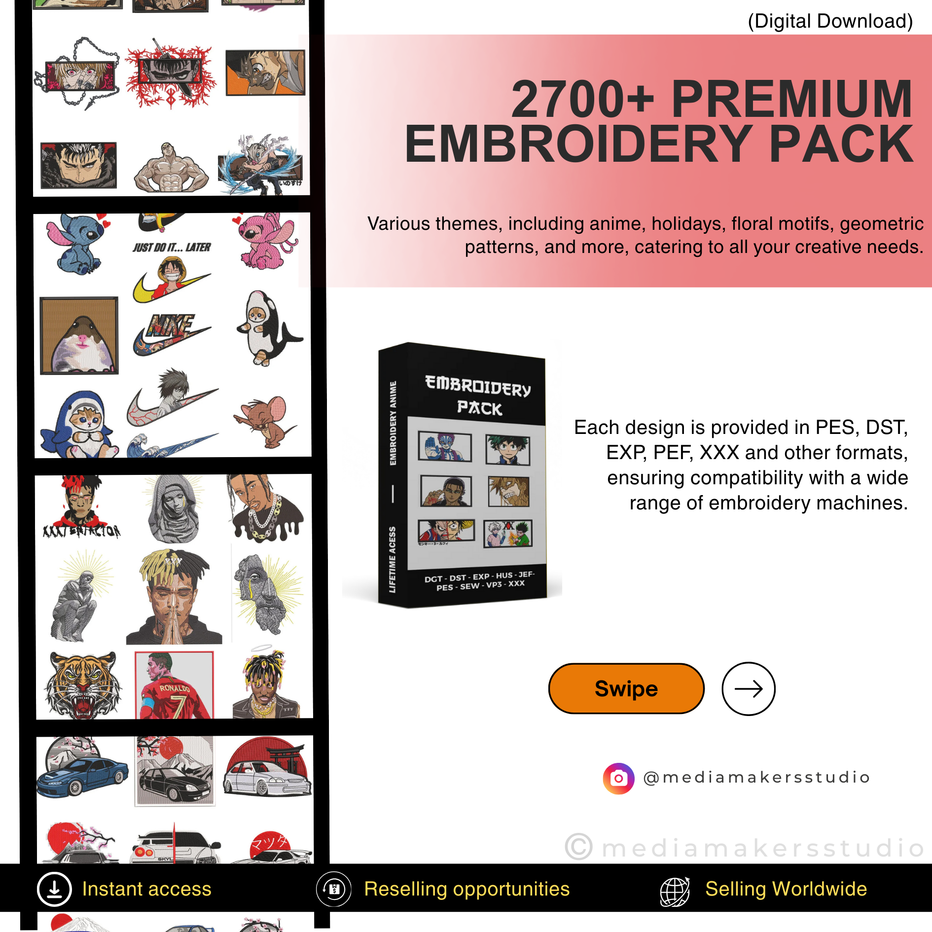 2700+ Embroidery Designs Mega Bundle | PES, DST & Multi-Format Machine Files